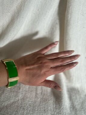Green Enamel and Gold-Tone Cuff Bracelet - Women Jewelry